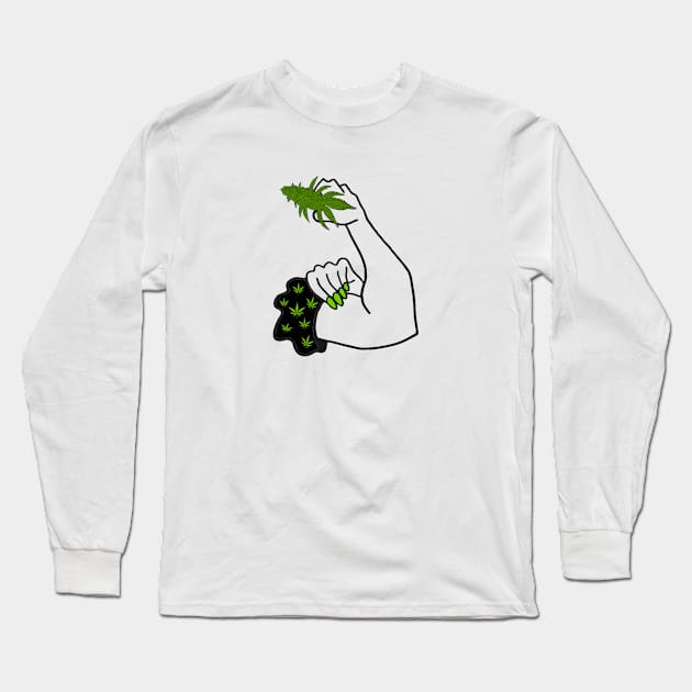 feminist cannabis weed Long Sleeve T-Shirt by JulieVie Design